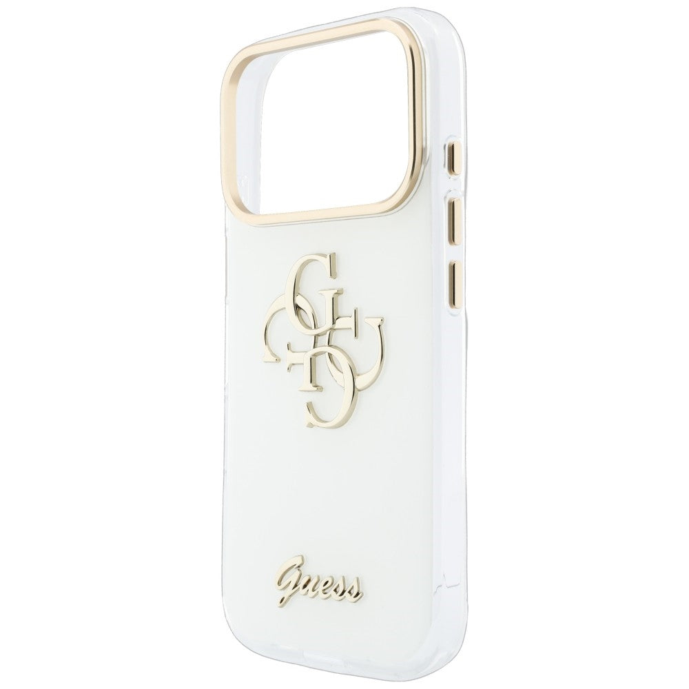 Case for Apple iPhone 18 Pro, Guess, IML 4G Metal Script, White