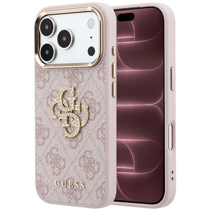 Kuori Apple iPhone 18 Pro Max / 17 Pro Max, Guess, 4G Big Strass Logo, Vaaleanpunainen