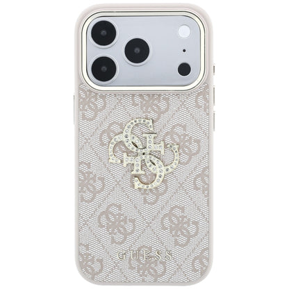 Kuori Apple iPhone 18 Pro Max / 17 Pro Max, Guess, 4G Big Strass Logo, Vaaleanpunainen