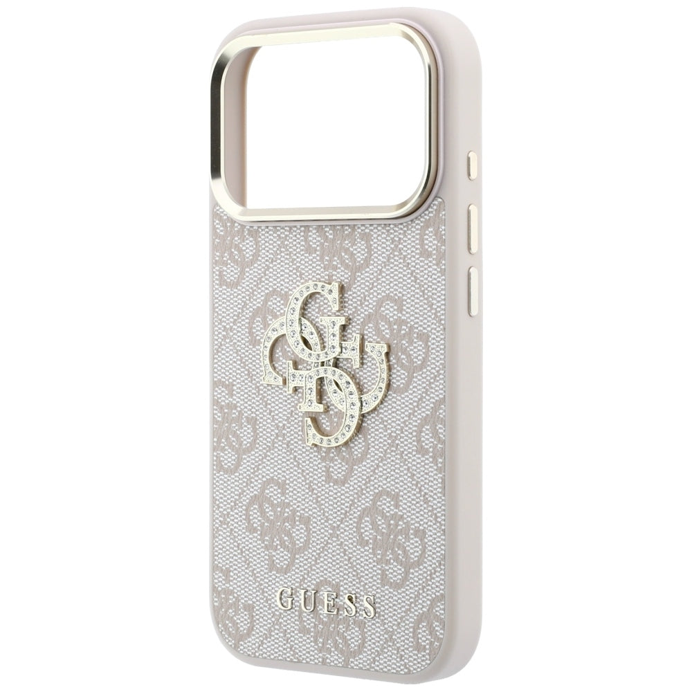 Kuori Apple iPhone 18 Pro Max / 17 Pro Max, Guess, 4G Big Strass Logo, Vaaleanpunainen