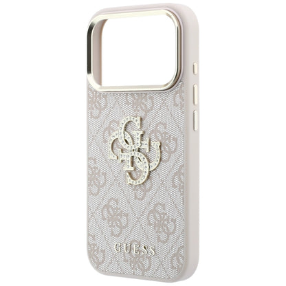 Kuori Apple iPhone 18 Pro Max / 17 Pro Max, Guess, 4G Big Strass Logo, Vaaleanpunainen
