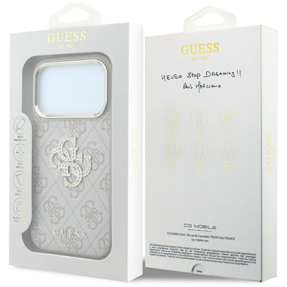 Kuori Apple iPhone 18 Pro Max / 17 Pro Max, Guess, 4G Big Strass Logo, Vaaleanpunainen