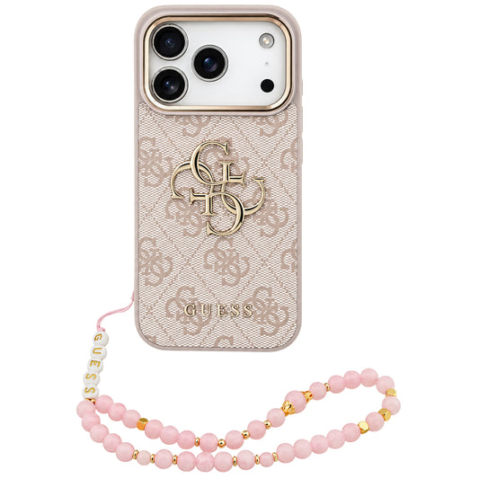 Kuori Apple iPhone 18 Pro Max / 17 Pro Max, Guess, 4G Classic Logo hihnalla, vaaleanpunainen kulta