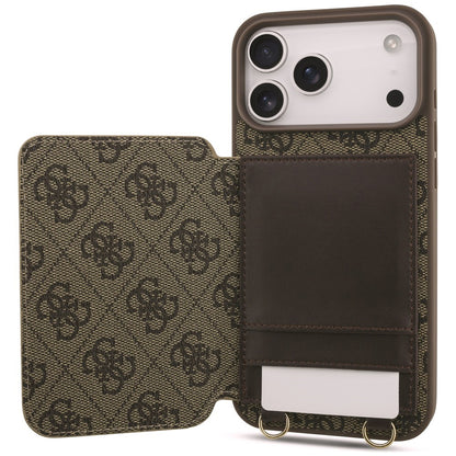 Suojakuori Apple iPhone 18 Pro Max / 17 Pro Max -puhelimelle, Guess, 4G Crossbody Cardslot, ruskea