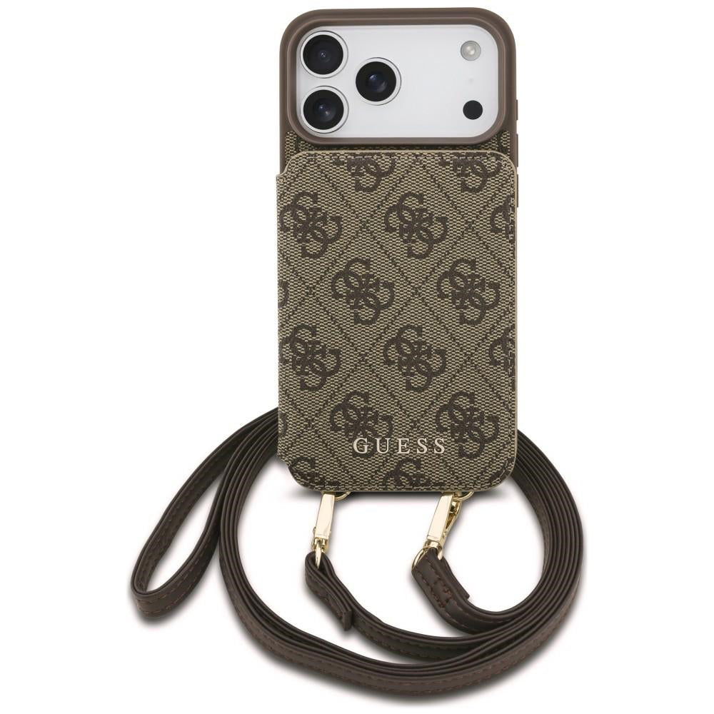 Suojakuori Apple iPhone 18 Pro Max / 17 Pro Max -puhelimelle, Guess, 4G Crossbody Cardslot, ruskea