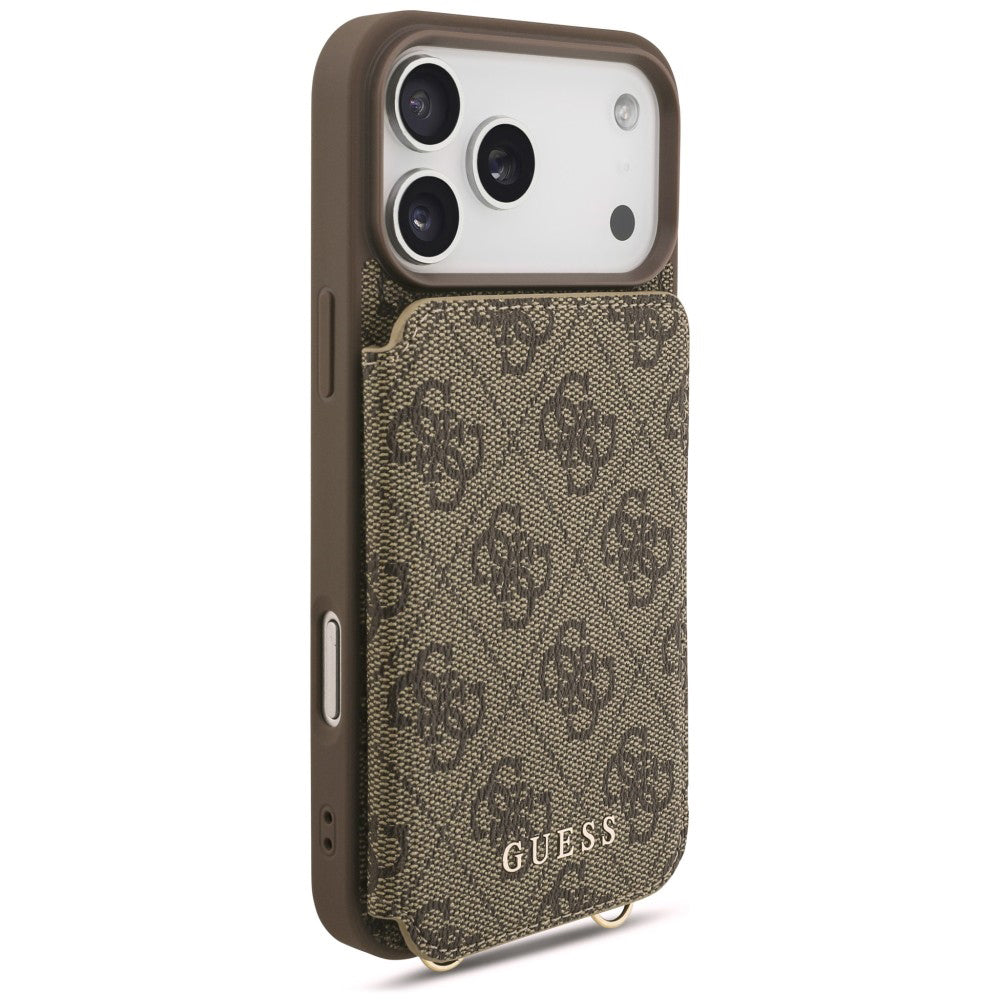 Suojakuori Apple iPhone 18 Pro Max / 17 Pro Max -puhelimelle, Guess, 4G Crossbody Cardslot, ruskea