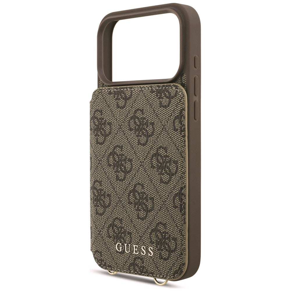 Suojakuori Apple iPhone 18 Pro Max / 17 Pro Max -puhelimelle, Guess, 4G Crossbody Cardslot, ruskea