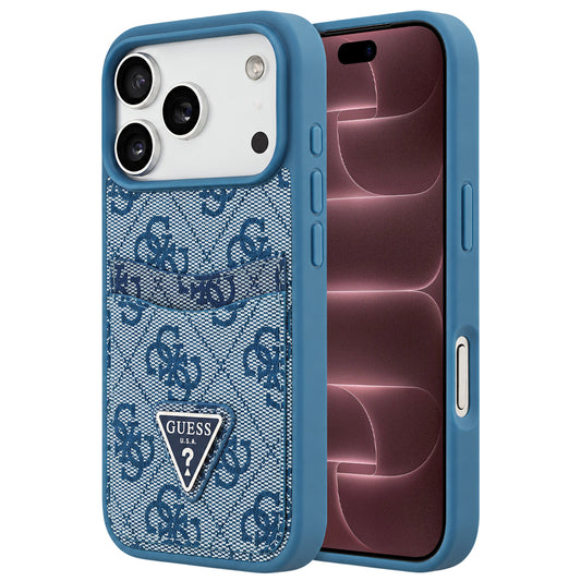 Suojakuori Apple iPhone 18 Pro Max / 17 Pro Max -puhelimelle, Guess, 4G Double Card Triangle, sininen
