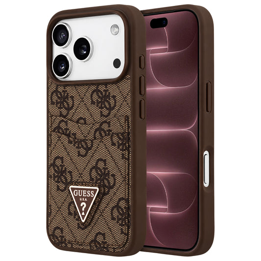 Suojakuori Apple iPhone 18 Pro Max / 17 Pro Max -puhelimelle, Guess 4G Double Card Triangle, ruskea