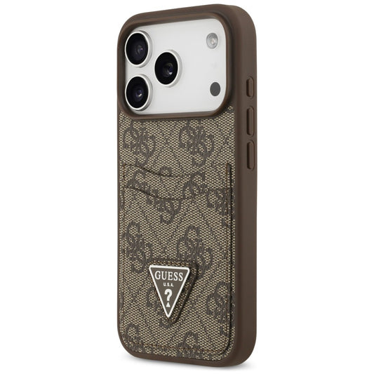 Suojakuori Apple iPhone 18 Pro Max / 17 Pro Max -puhelimelle, Guess 4G Double Card Triangle, ruskea