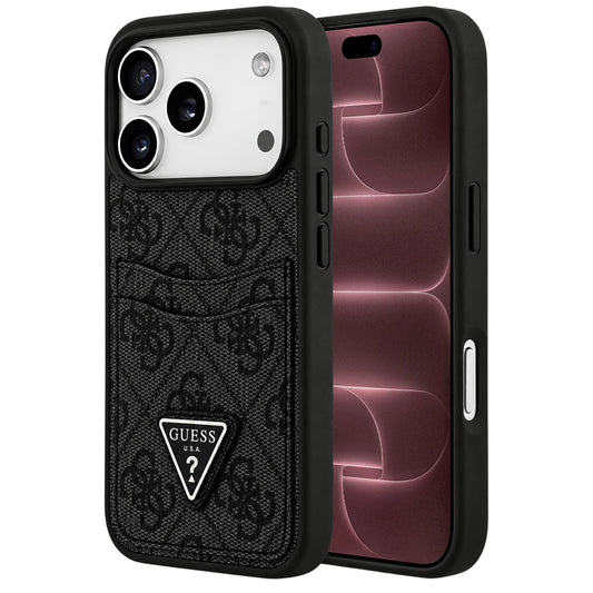Suojakuori Apple iPhone 18 Pro Max / 17 Pro Max -puhelimelle, Guess, 4G Double Card Triangle, musta