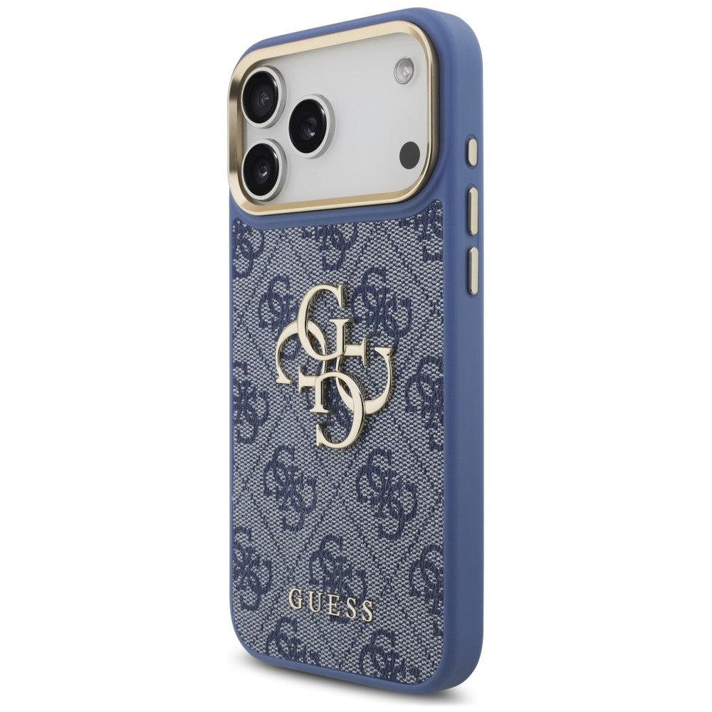Suojakuori Apple iPhone 18 Pro Max / 17 Pro Max -puhelimelle, Guess, Big 4G Classic Logo & Big Strap Metal Buttons, sininen