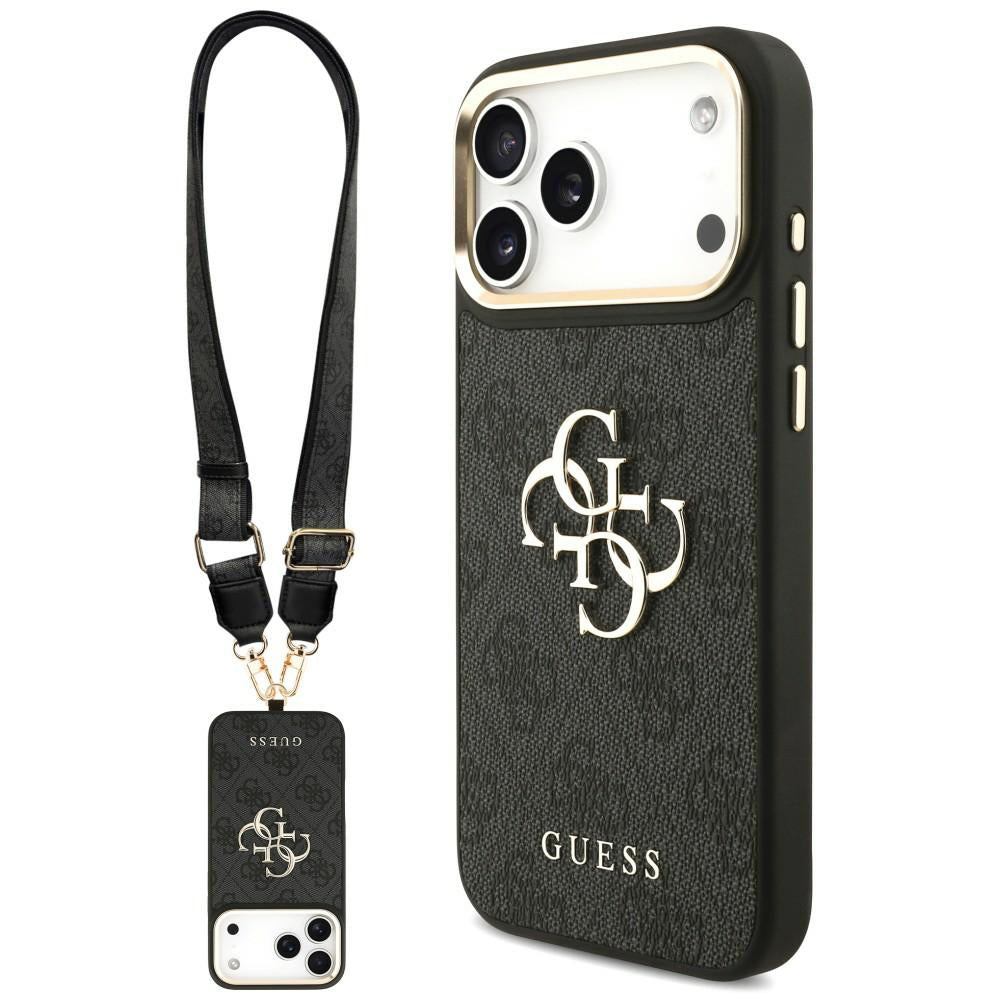 Suojakuori Apple iPhone 18 Pro Max / 17 Pro Max -puhelimelle, Guess, Big 4G Classic Logo & Big Strap Metal Buttons, musta