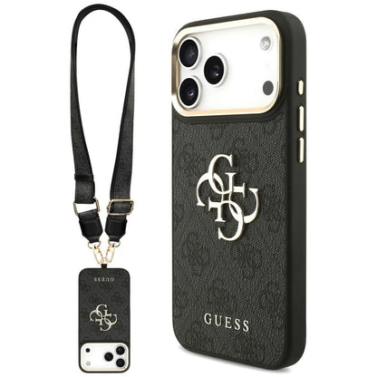 Suojakuori Apple iPhone 18 Pro Max / 17 Pro Max -puhelimelle, Guess, Big 4G Classic Logo & Big Strap Metal Buttons, musta