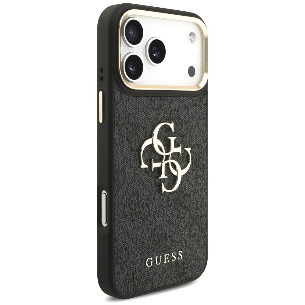 Suojakuori Apple iPhone 18 Pro Max / 17 Pro Max -puhelimelle, Guess, Big 4G Classic Logo & Big Strap Metal Buttons, musta