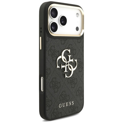 Suojakuori Apple iPhone 18 Pro Max / 17 Pro Max -puhelimelle, Guess, Big 4G Classic Logo & Big Strap Metal Buttons, musta