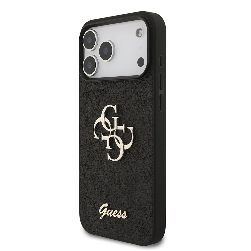 Kuori Apple iPhone 18 Pro Max / 17 Pro Max, Guess, Fixed Glitter Big 4G, Musta
