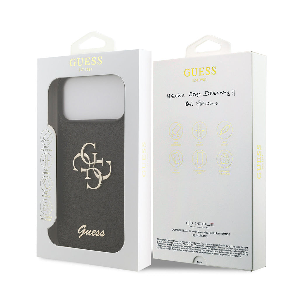 Kuori Apple iPhone 18 Pro Max / 17 Pro Max, Guess, Fixed Glitter Big 4G, Musta