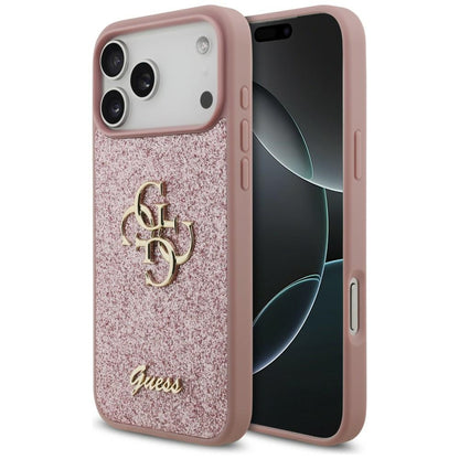 Kuori Apple iPhone 18 Pro Max / 17 Pro Max, Guess, Fixed Glitter Big 4G, Vaaleanpunainen
