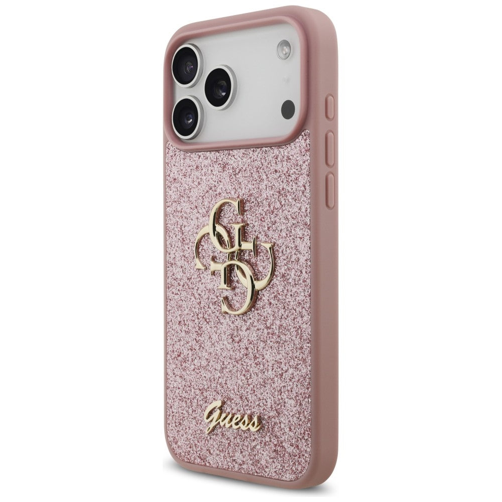 Kuori Apple iPhone 18 Pro Max / 17 Pro Max, Guess, Fixed Glitter Big 4G, Vaaleanpunainen