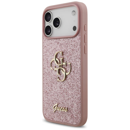 Kuori Apple iPhone 18 Pro Max / 17 Pro Max, Guess, Fixed Glitter Big 4G, Vaaleanpunainen