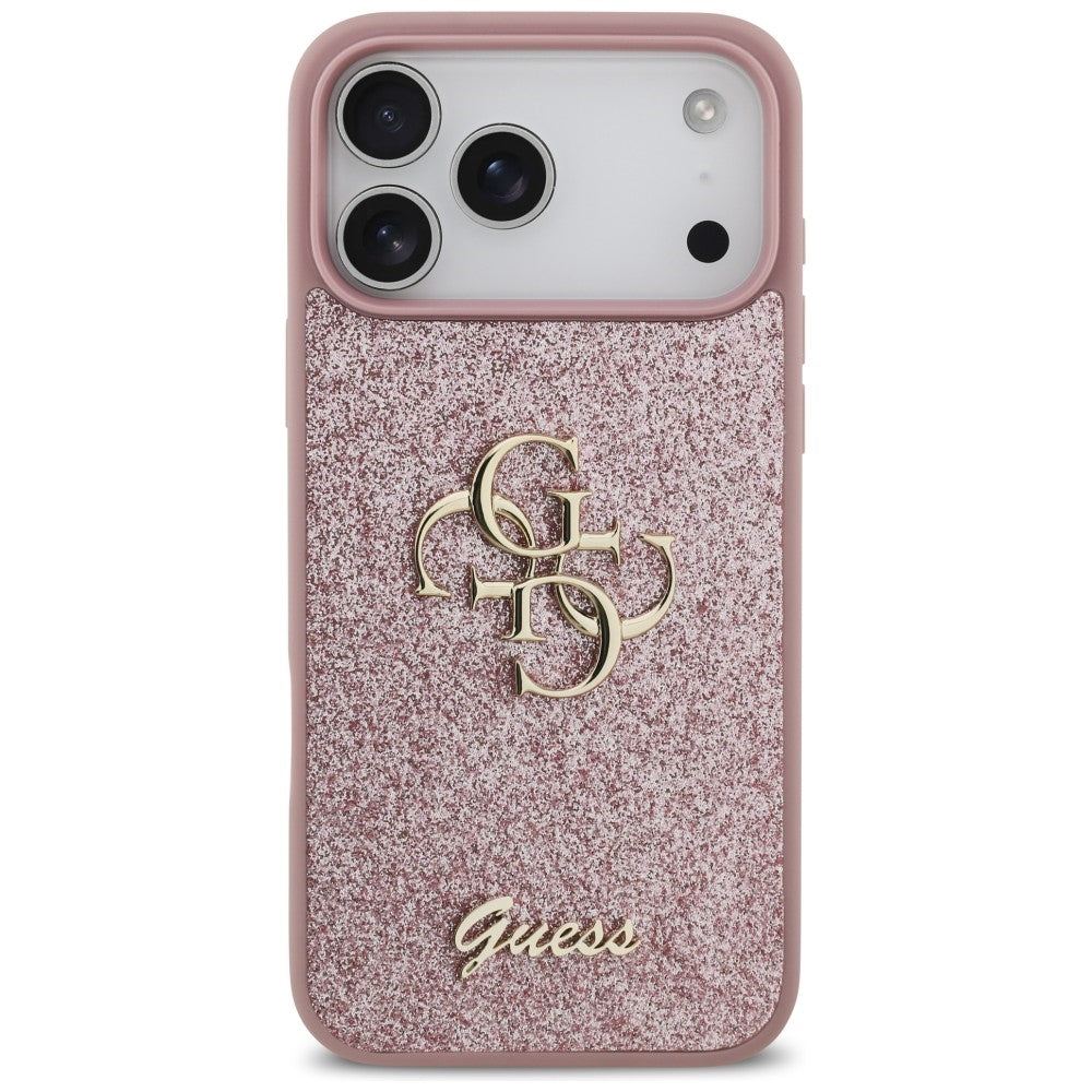 Kuori Apple iPhone 18 Pro Max / 17 Pro Max, Guess, Fixed Glitter Big 4G, Vaaleanpunainen