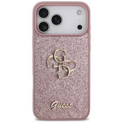 Kuori Apple iPhone 18 Pro Max / 17 Pro Max, Guess, Fixed Glitter Big 4G, Vaaleanpunainen