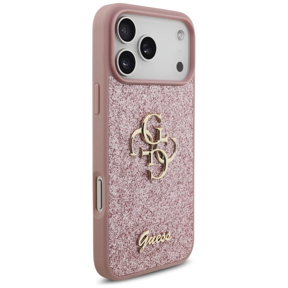 Kuori Apple iPhone 18 Pro Max / 17 Pro Max, Guess, Fixed Glitter Big 4G, Vaaleanpunainen