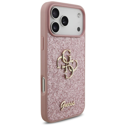Kuori Apple iPhone 18 Pro Max / 17 Pro Max, Guess, Fixed Glitter Big 4G, Vaaleanpunainen