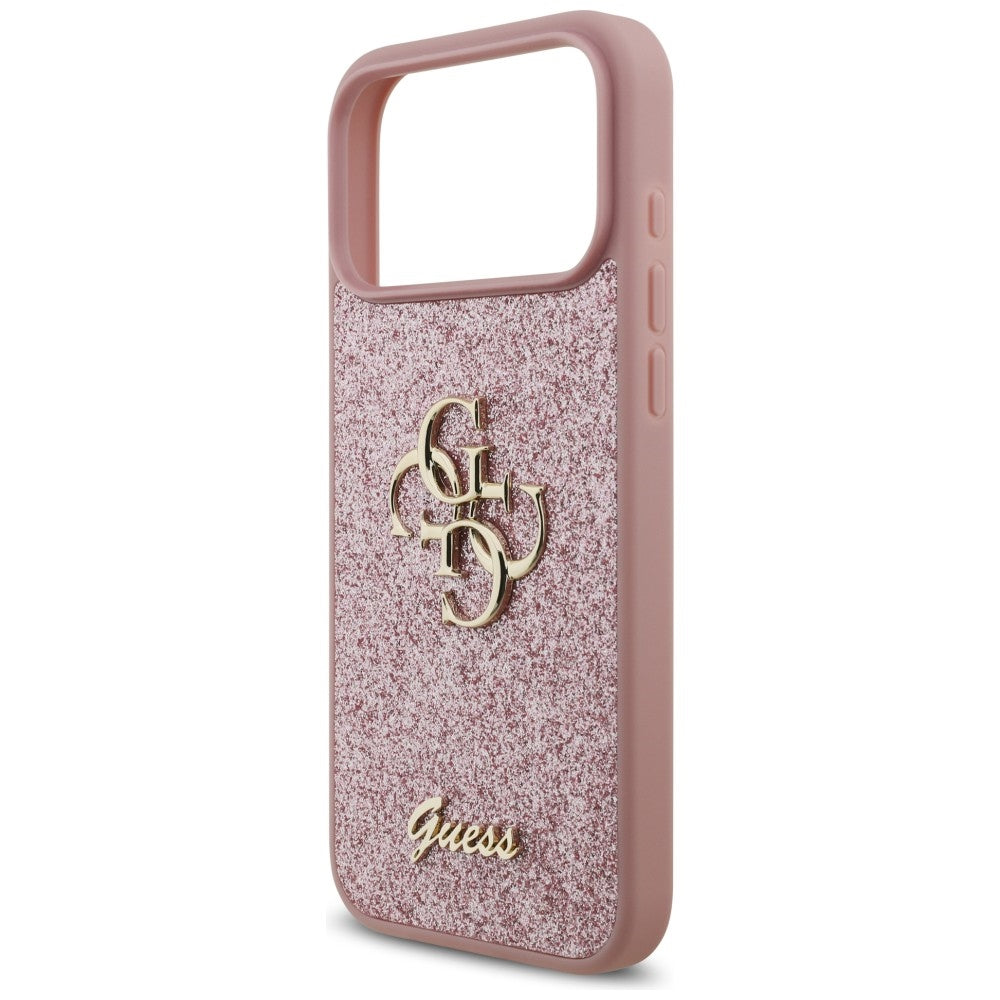 Kuori Apple iPhone 18 Pro Max / 17 Pro Max, Guess, Fixed Glitter Big 4G, Vaaleanpunainen
