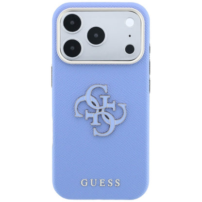 Case for Apple iPhone 18 Pro Max / 17 Pro Max, Guess, Grained Big Resin Logo, Blue