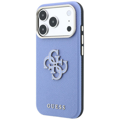 Case for Apple iPhone 18 Pro Max / 17 Pro Max, Guess, Grained Big Resin Logo, Blue