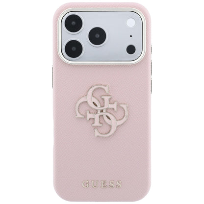 Case for Apple iPhone 18 Pro Max / 17 Pro Max, Guess, Grained Big Resin Logo, Pink
