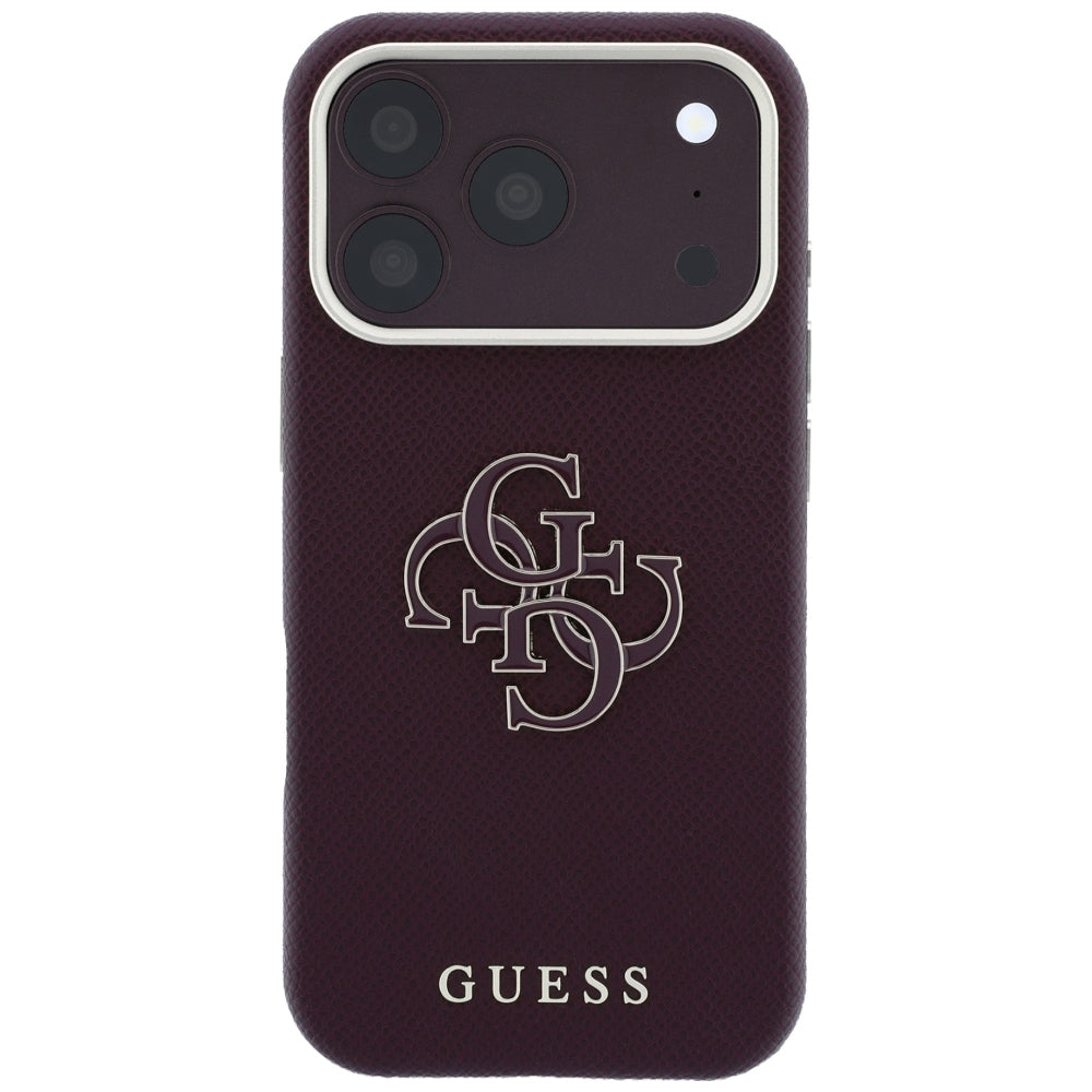 Kuori Apple iPhone 18 Pro Max / 17 Pro Max, Guess, Karkea Iso Hartsilogo, Viininpunainen
