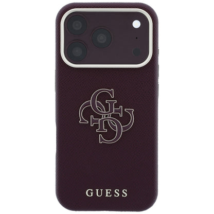 Kuori Apple iPhone 18 Pro Max / 17 Pro Max, Guess, Karkea Iso Hartsilogo, Viininpunainen