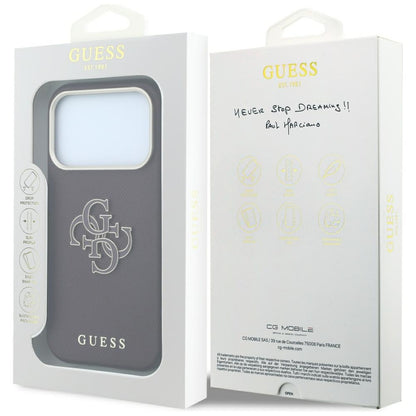 Kuori Apple iPhone 18 Pro Max / 17 Pro Max, Guess, Karkea Iso Hartsilogo, Viininpunainen