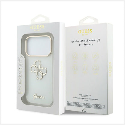 Case for Apple iPhone 18 Pro Max / 17 Pro Max, Guess, IML 4G Metal Script, White