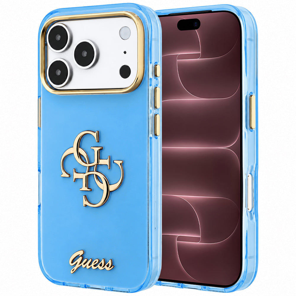 Kuori Apple iPhone 18 Pro Max / 17 Pro Max, Guess, IML 4G Metal Script, Sininen