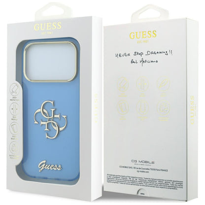 Kuori Apple iPhone 18 Pro Max / 17 Pro Max, Guess, IML 4G Metal Script, Sininen