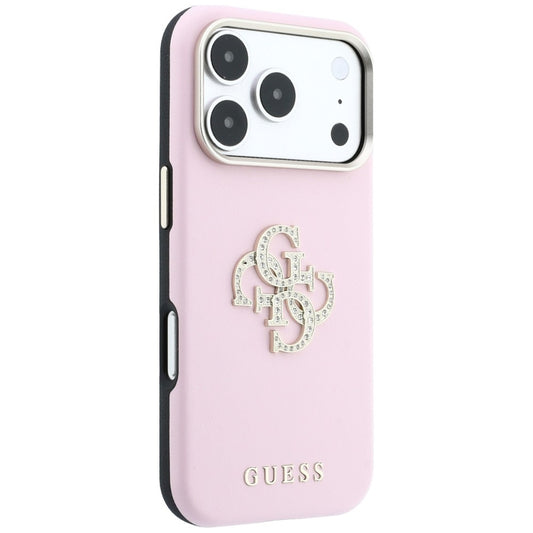 Suojakuori Apple iPhone 18 Pro Max / 17 Pro Max -puhelimelle, Guess Smooth Big Strass Logo, vaaleanpunainen