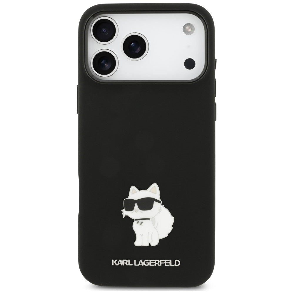 Suojakuori Apple iPhone 18 Pro Max / 17 Pro Max -puhelimelle, Karl Lagerfeld, Choupette Metal Pin, musta