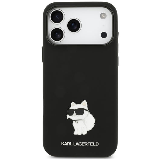 Suojakuori Apple iPhone 18 Pro Max / 17 Pro Max -puhelimelle, Karl Lagerfeld, Choupette Metal Pin, musta