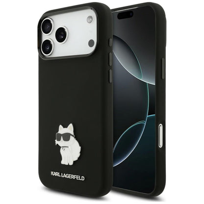 Suojakuori Apple iPhone 18 Pro Max / 17 Pro Max -puhelimelle, Karl Lagerfeld, Choupette Metal Pin, musta