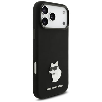 Suojakuori Apple iPhone 18 Pro Max / 17 Pro Max -puhelimelle, Karl Lagerfeld, Choupette Metal Pin, musta