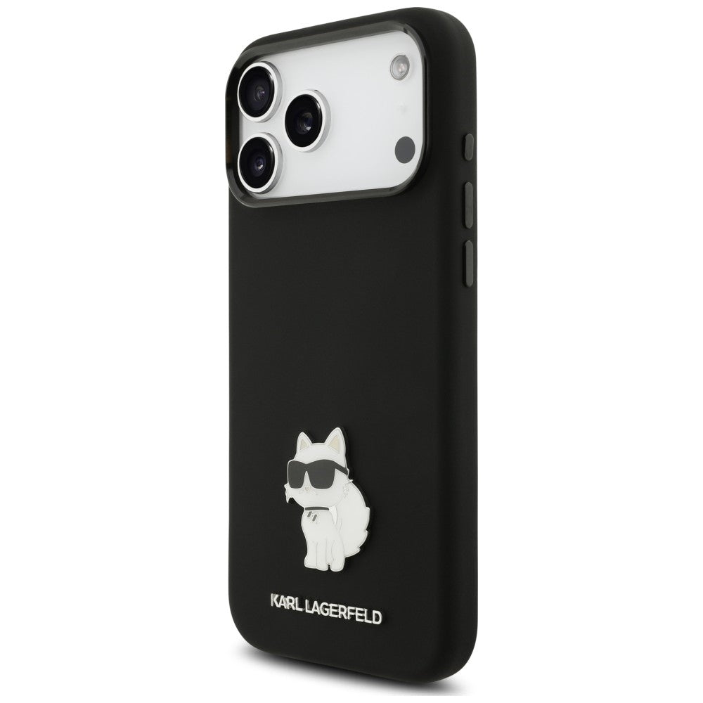 Suojakuori Apple iPhone 18 Pro Max / 17 Pro Max -puhelimelle, Karl Lagerfeld, Choupette Metal Pin, musta