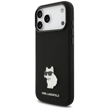 Suojakuori Apple iPhone 18 Pro Max / 17 Pro Max -puhelimelle, Karl Lagerfeld, Choupette Metal Pin, musta