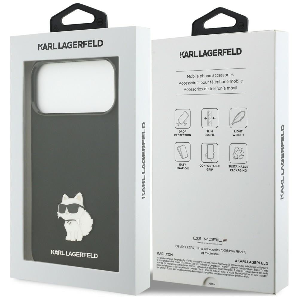Suojakuori Apple iPhone 18 Pro Max / 17 Pro Max -puhelimelle, Karl Lagerfeld, Choupette Metal Pin, musta
