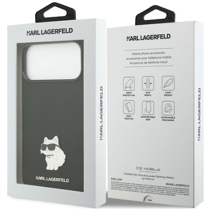 Suojakuori Apple iPhone 18 Pro Max / 17 Pro Max -puhelimelle, Karl Lagerfeld, Choupette Metal Pin, musta