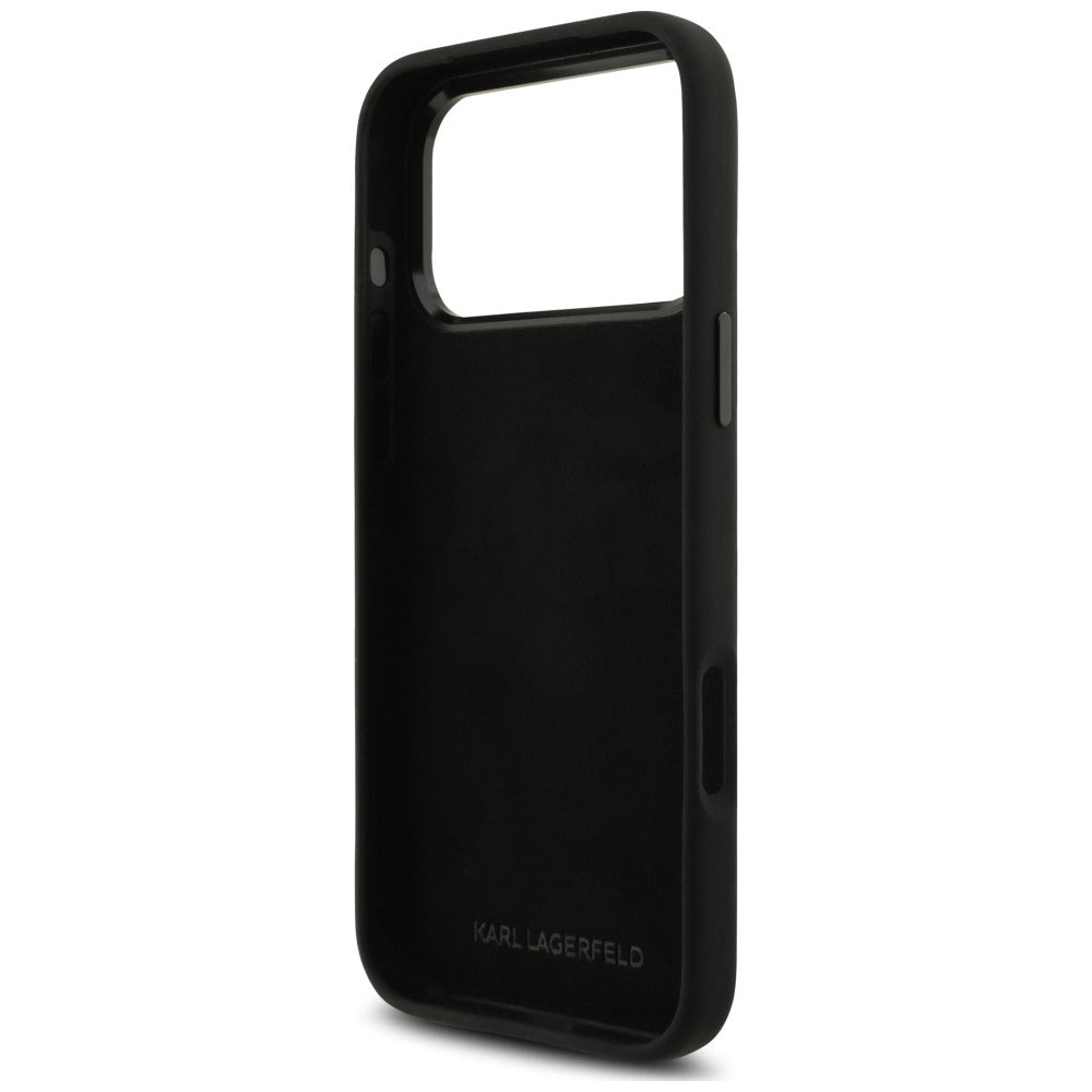Suojakuori Apple iPhone 18 Pro Max / 17 Pro Max -puhelimelle, Karl Lagerfeld, Choupette Metal Pin, musta