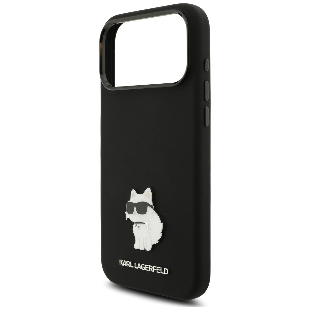 Suojakuori Apple iPhone 18 Pro Max / 17 Pro Max -puhelimelle, Karl Lagerfeld, Choupette Metal Pin, musta